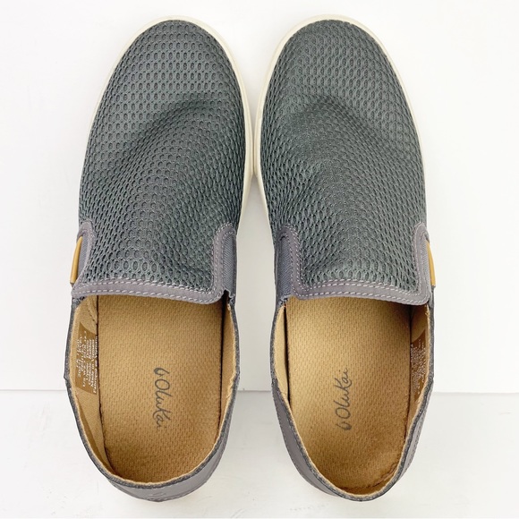 Olukai Pehuea Pavement Gray Casual Comfy Slip On Shoes Sneakers - Picture 9 of 12